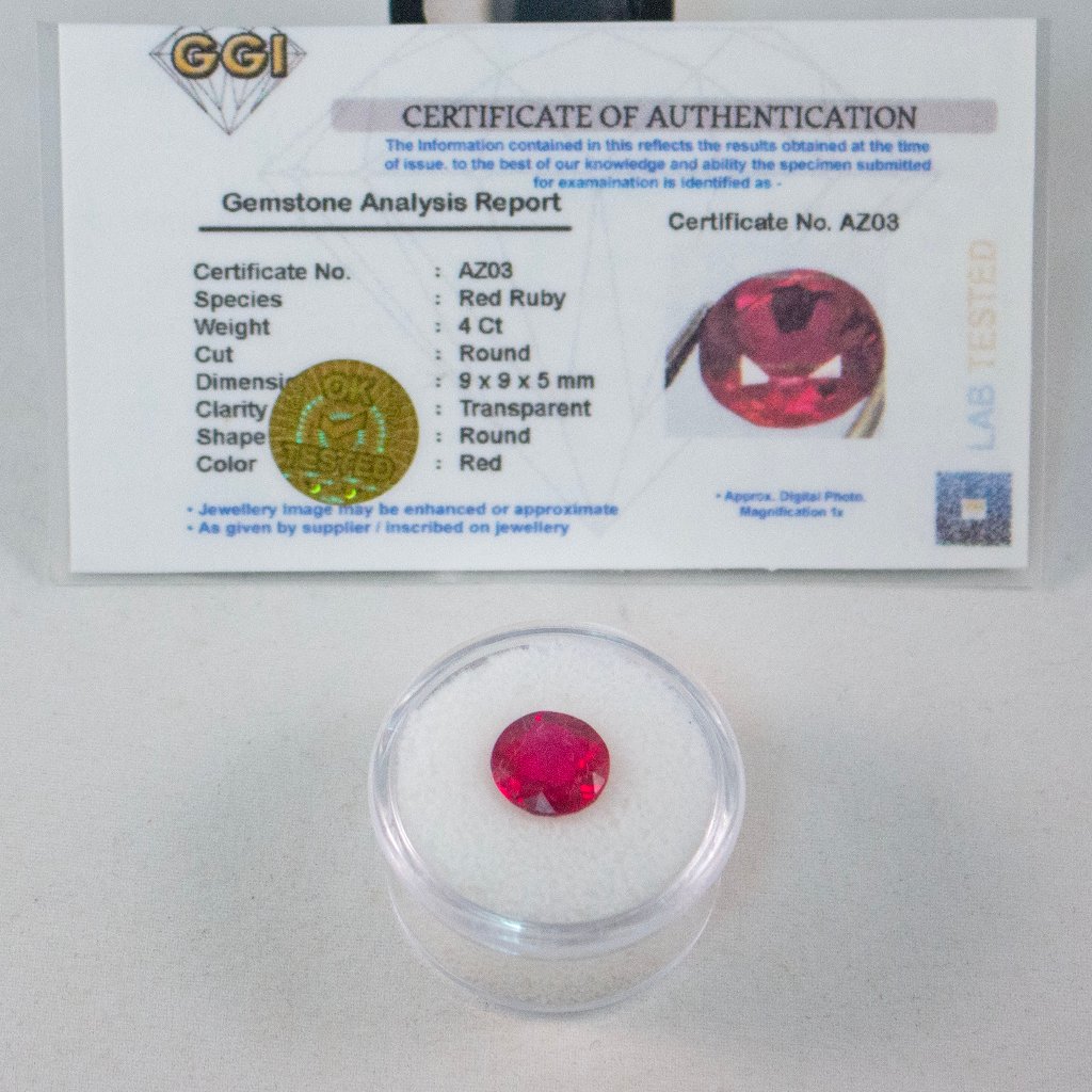 Certified Round Ruby Gemstone